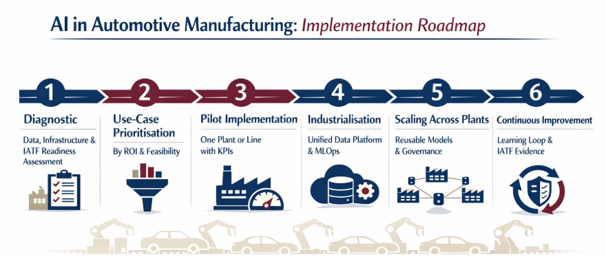 AI in Automotive Manufacturing: Implementation Roadmap — 6 steps from Diagnostic to Continuous Improvement